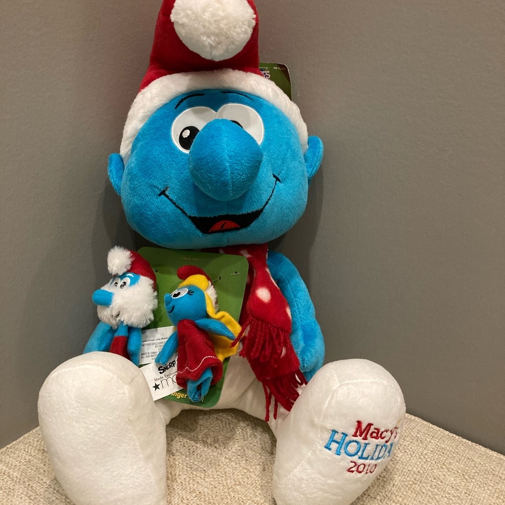 SMURFS MACY'S 2010 Holiday Stuffed Plush With Finger Pals NWT 19" New